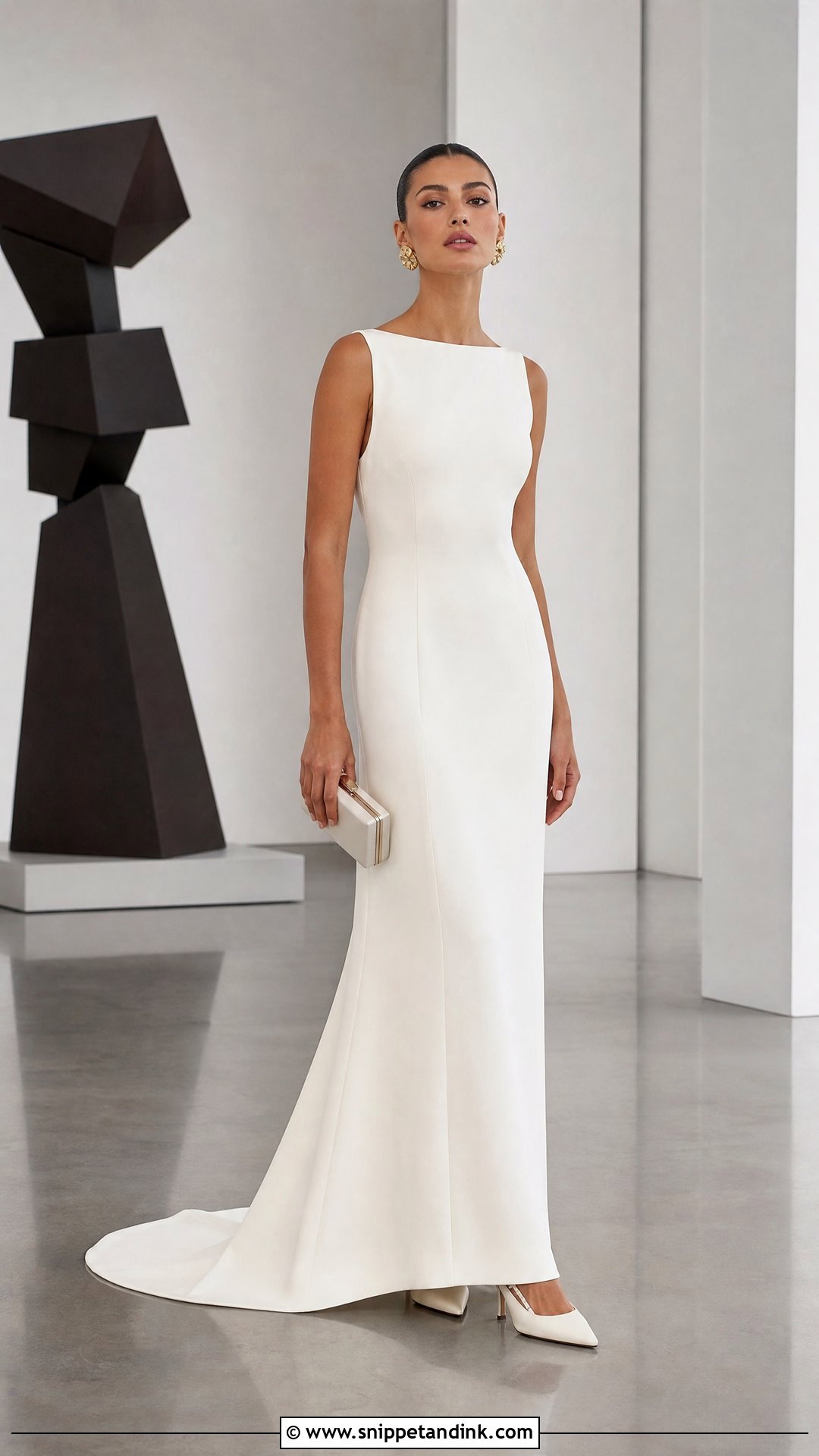 Minimalist Column Trail Gown - Snippet and Ink - 20 Trail Gown Ideas