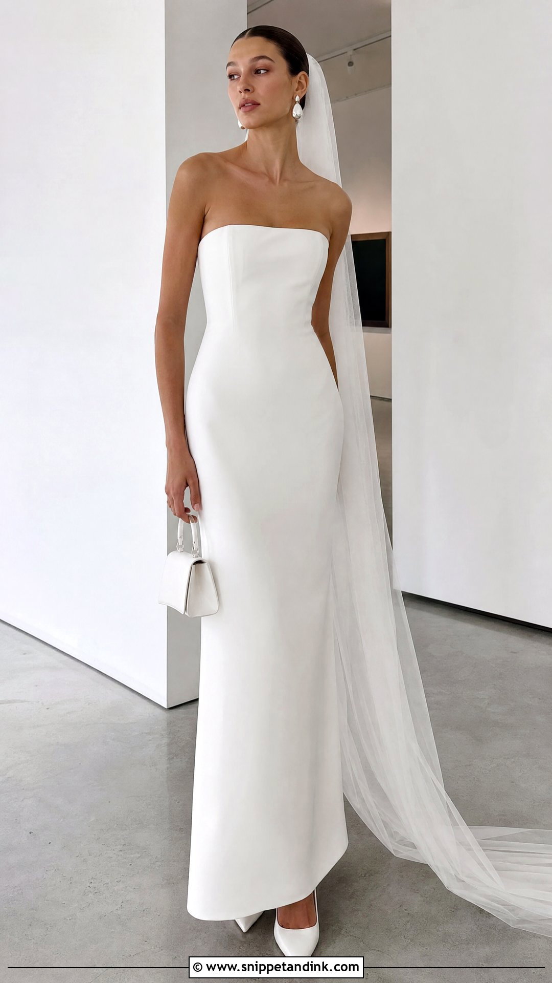 Minimalist Column Tube Wedding Gown - Snippet and Ink - 20 Tube Wedding Gown Ideas