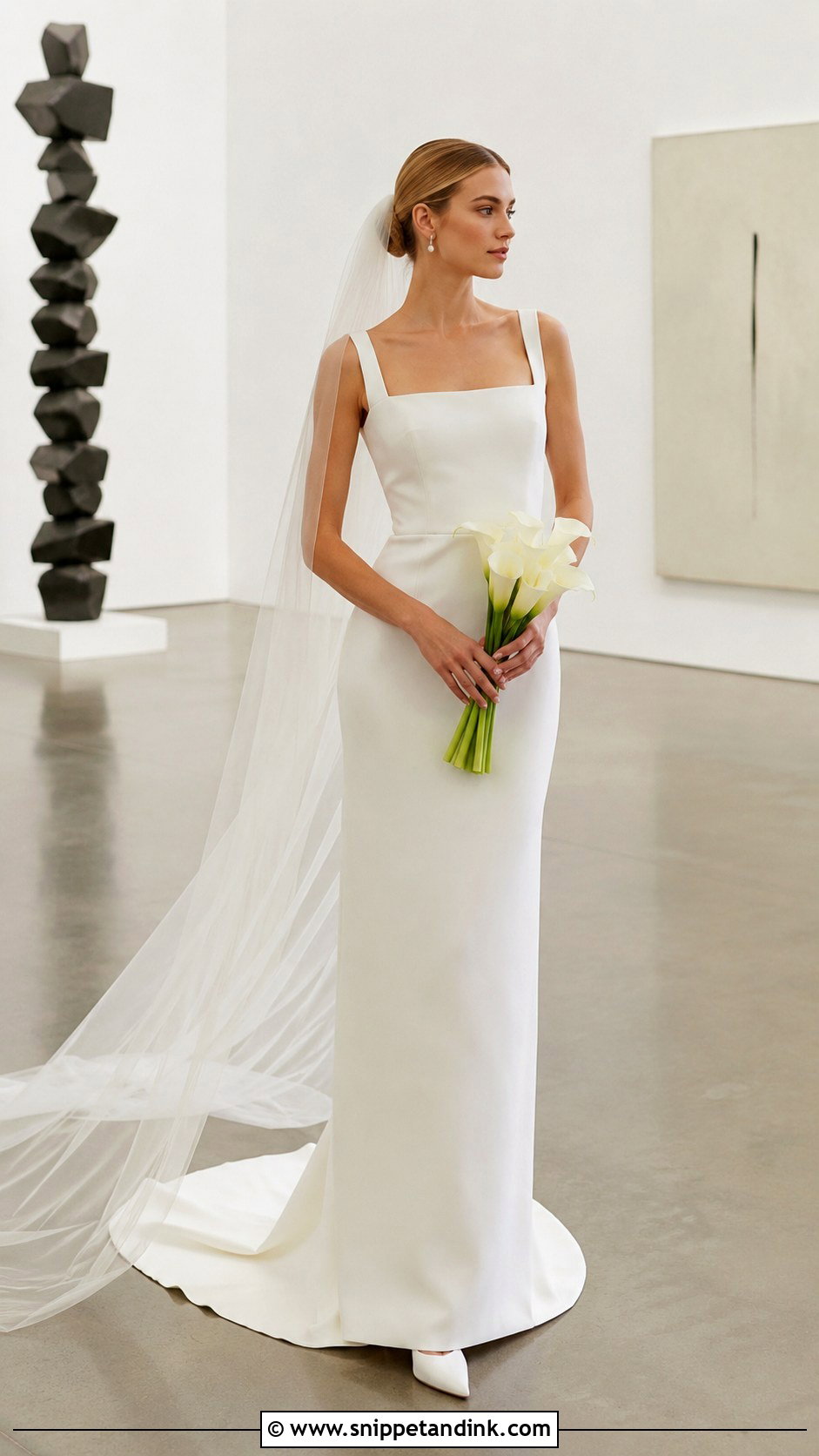 Minimalist Column Vera Wang Wedding Dress - Snippet and Ink - 20 Vintage Vera Wang Wedding Dress Ideas