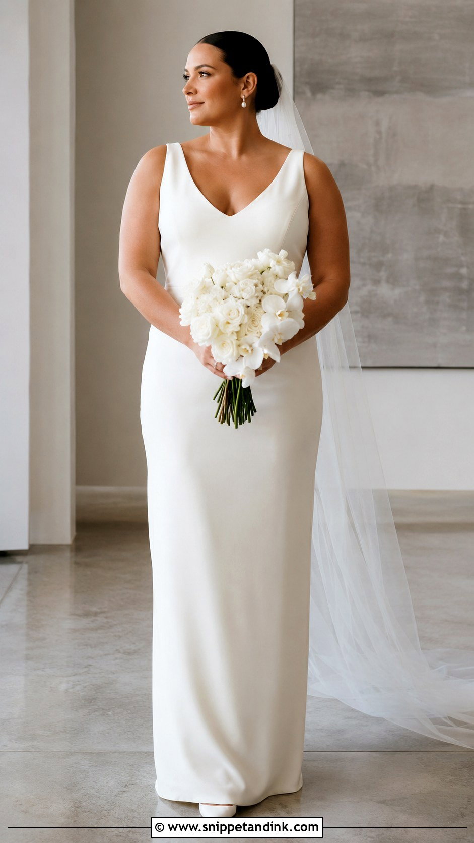 Minimalist Column Wedding Dress - Snippet and Ink - 20 Curvy Wedding Dresses