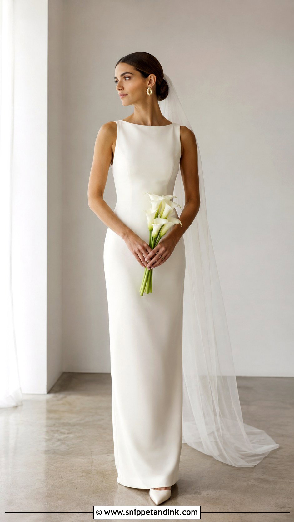 Minimalist Column Wedding Dress - Snippet and Ink - 25 Classic Timeless Wedding Dress Ideas