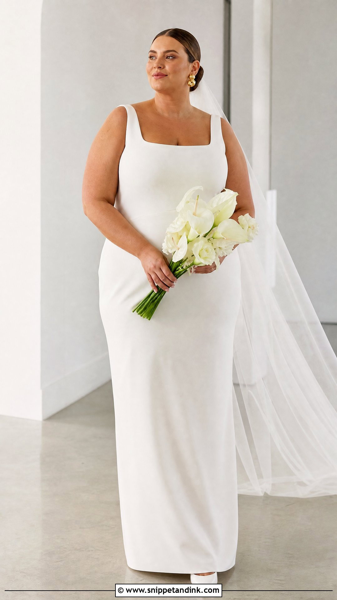 Minimalist Column Wedding Dress - Snippet and Ink - 20 Wedding Dresses for Chubby Brides