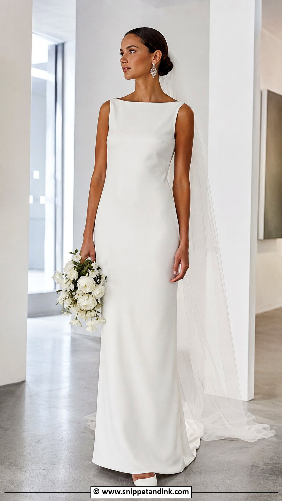 Minimalist Column Wedding Dress - Snippet and Ink - 30 Stylish Wedding Dresses