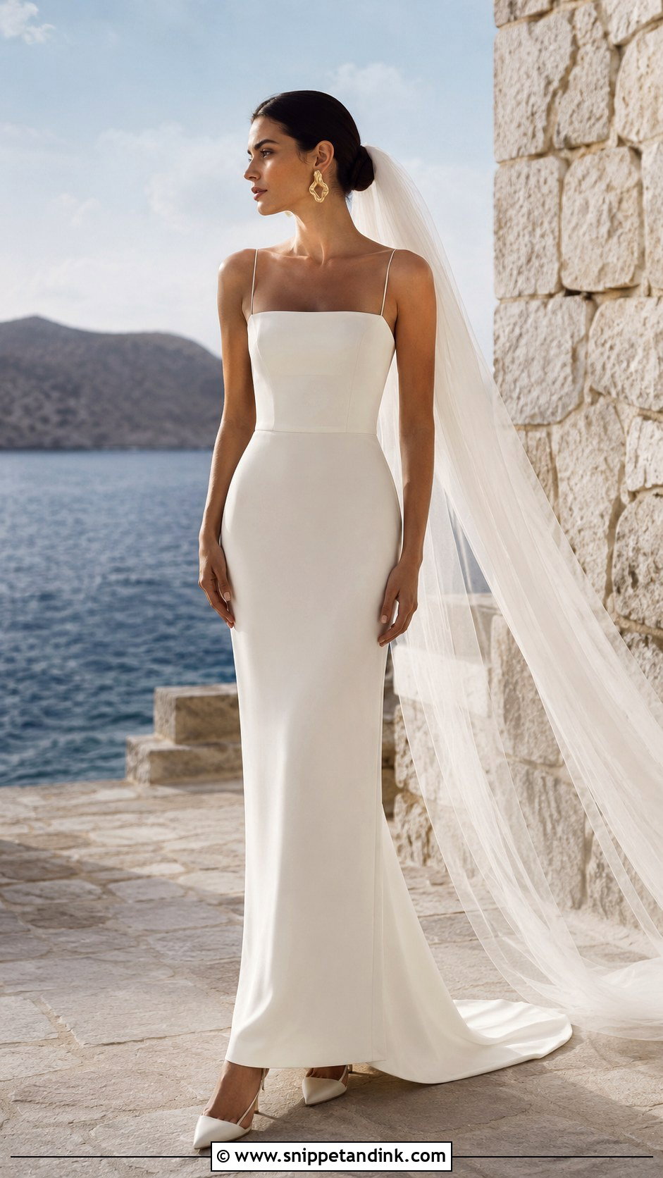 Minimalist Column Wedding Dress - Snippet and Ink - 20 Mediterranean Wedding Dress Ideas