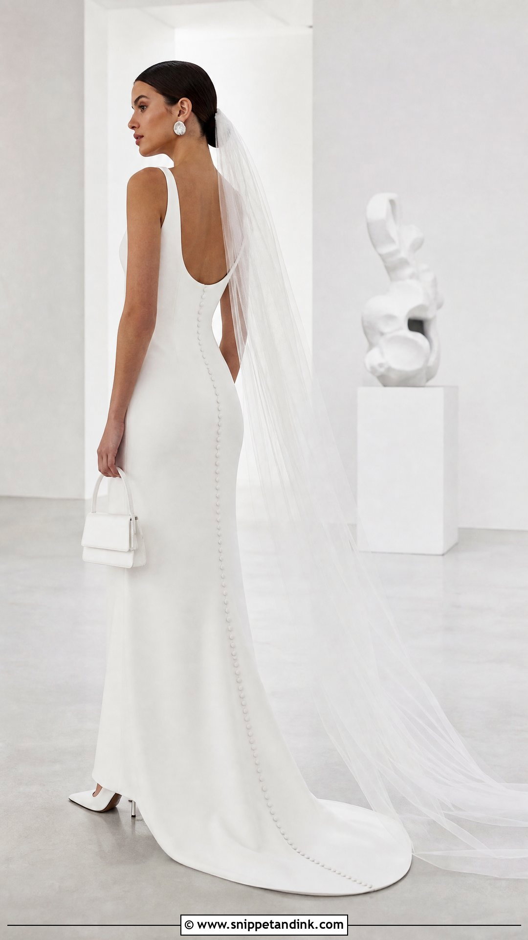 Minimalist Column Wedding Dress With Button Back - Snippet and Ink - 20 Wedding Dress Buttons Down Back Ideas
