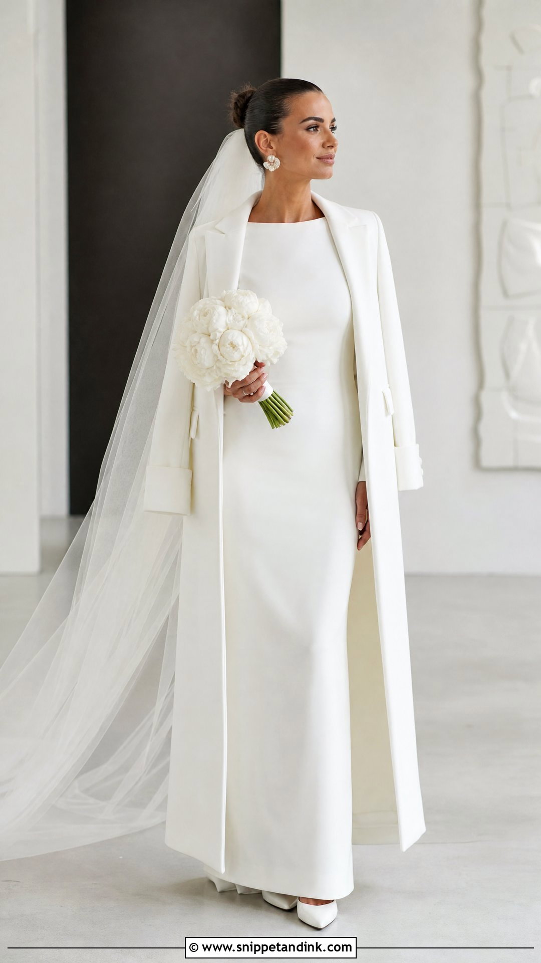 Minimalist Column Winter Wedding Gown - Snippet and Ink - 25 Winter Wedding Gowns