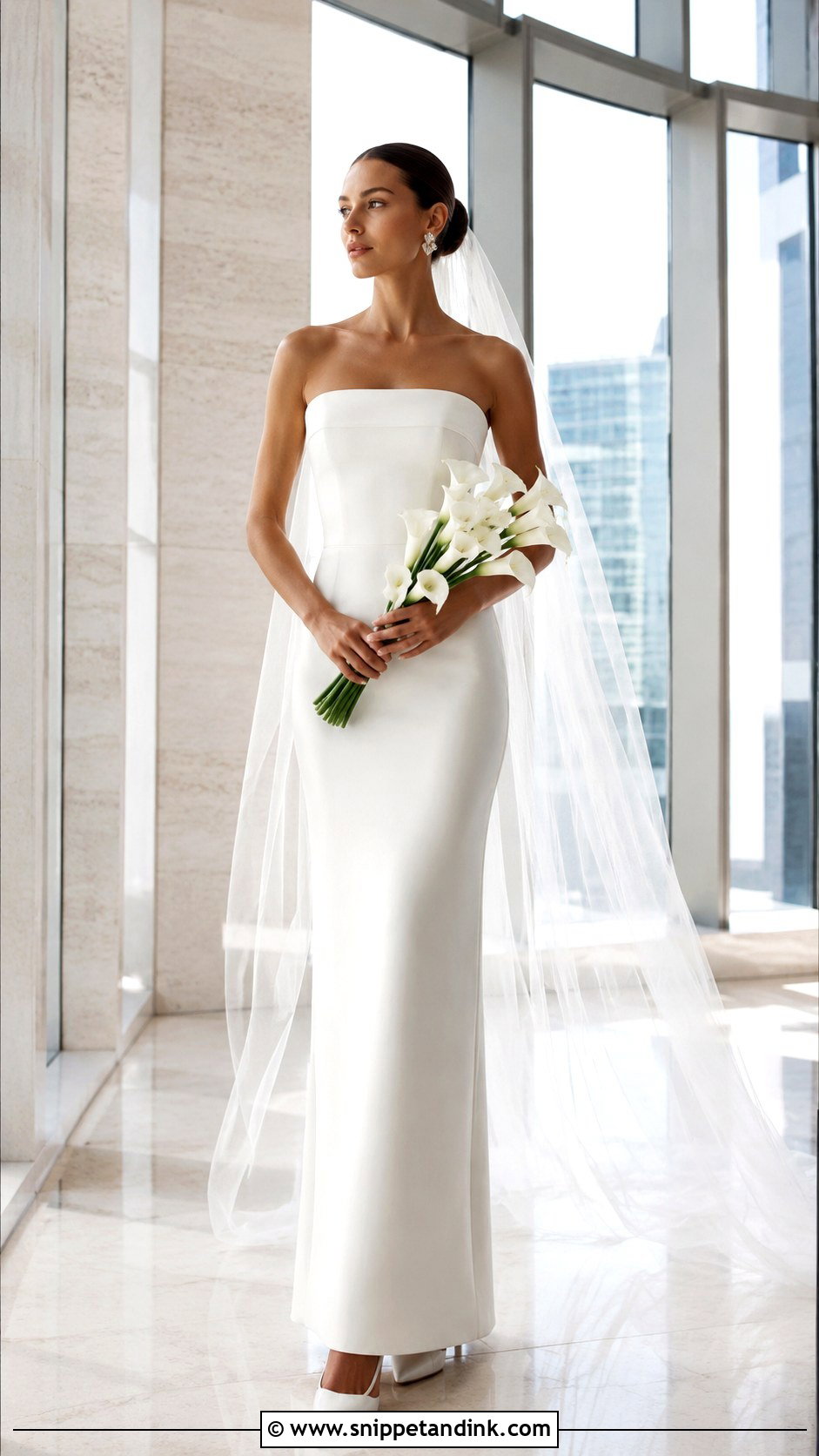 Minimalist Corset Column Wedding Dress - Snippet and Ink - 20 Corset Bride Dress Ideas