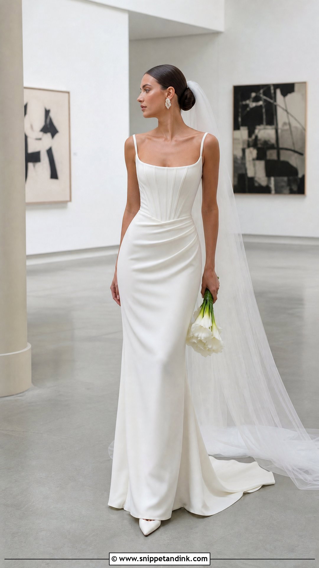 Minimalist Corset Top Column Wedding Dress - Snippet and Ink - 20 Wedding Dress with Corset Top Ideas