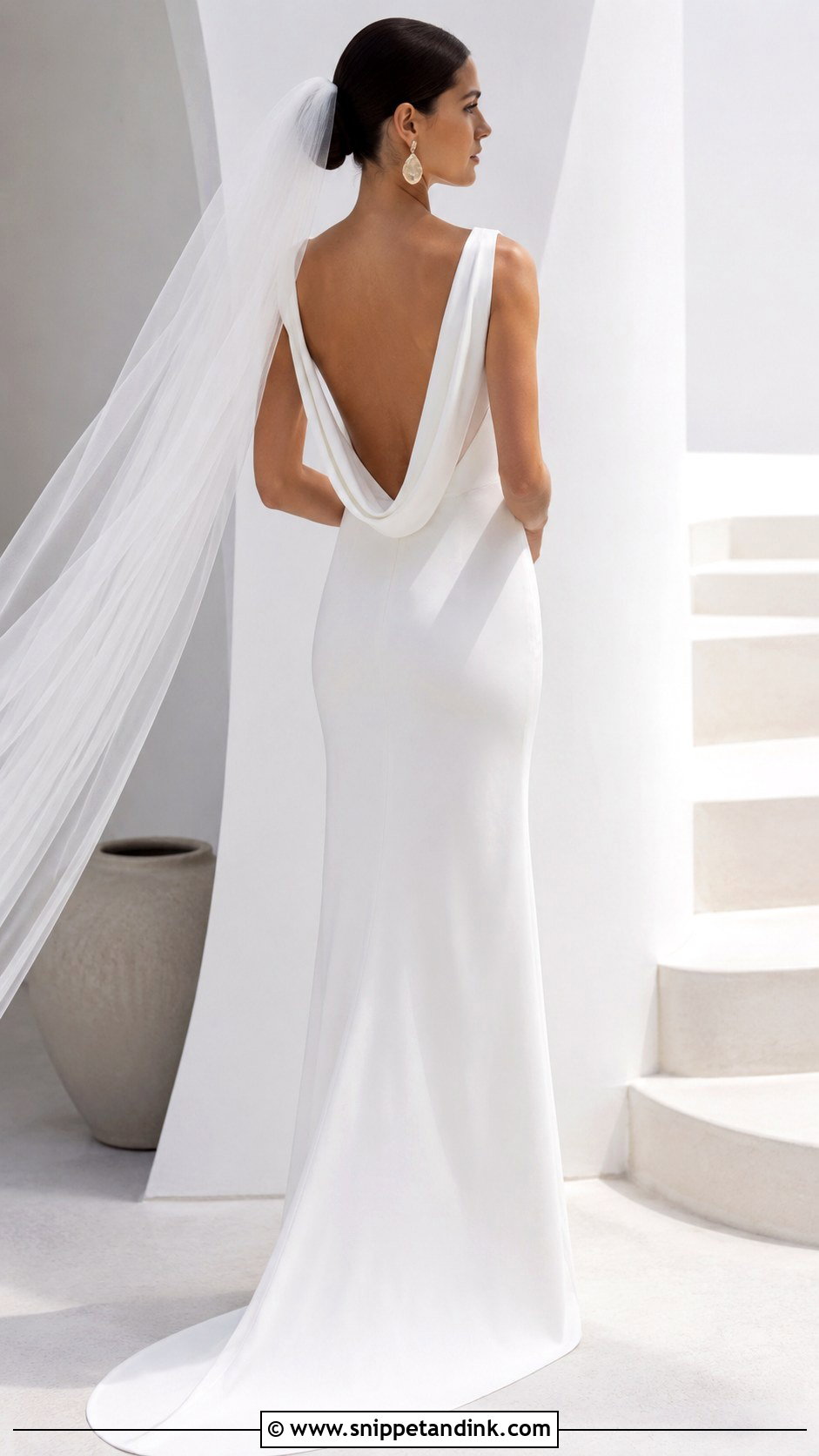 Minimalist Cowl Back Wedding Dress - Snippet and Ink - 20 Cowl Back Wedding Dress Ideas