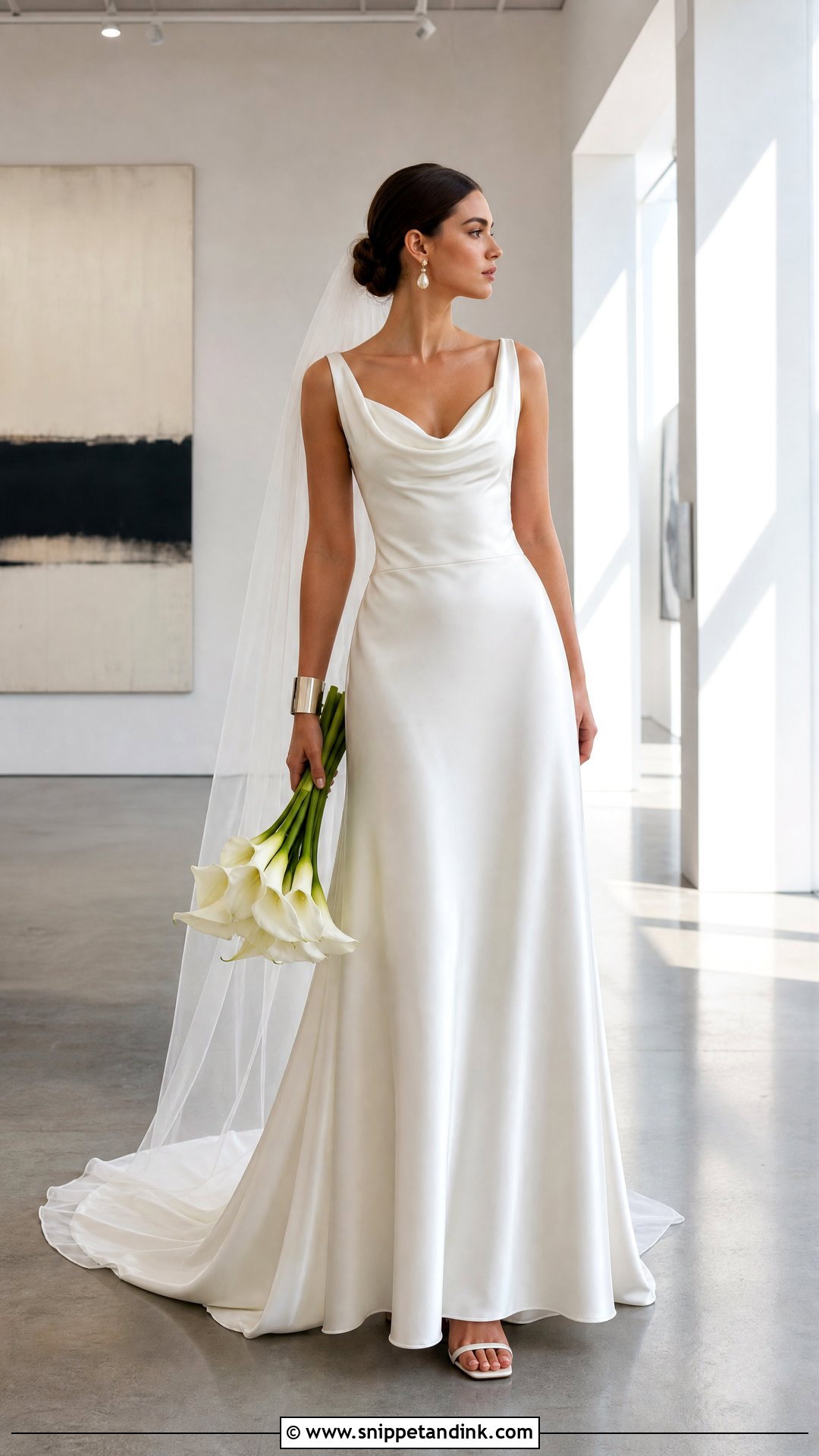 Minimalist Cowl Neck A Line Wedding Dress - Snippet and Ink - 25 Aline Wedding Dresses