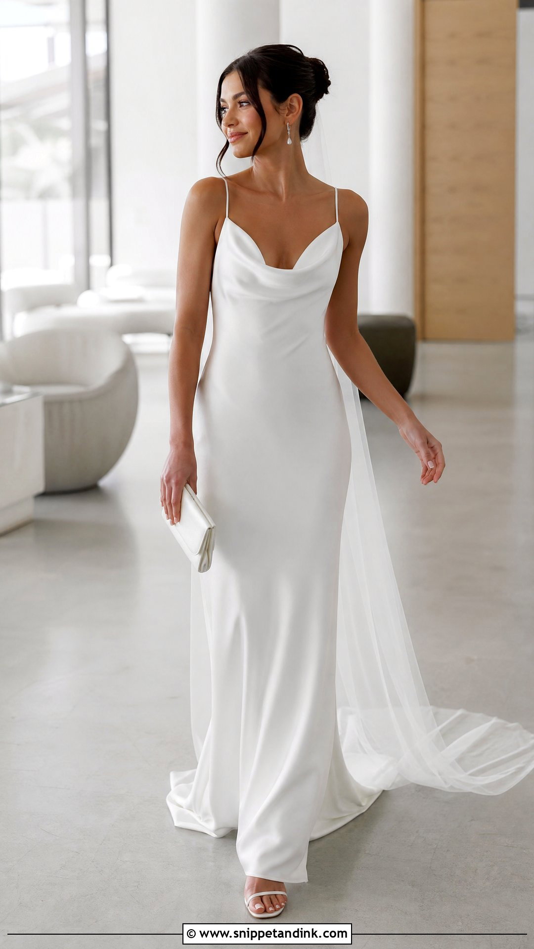 Minimalist Cowl Neck Wedding Dress - Snippet and Ink - 20 Minimalist Bride Dress Ideas