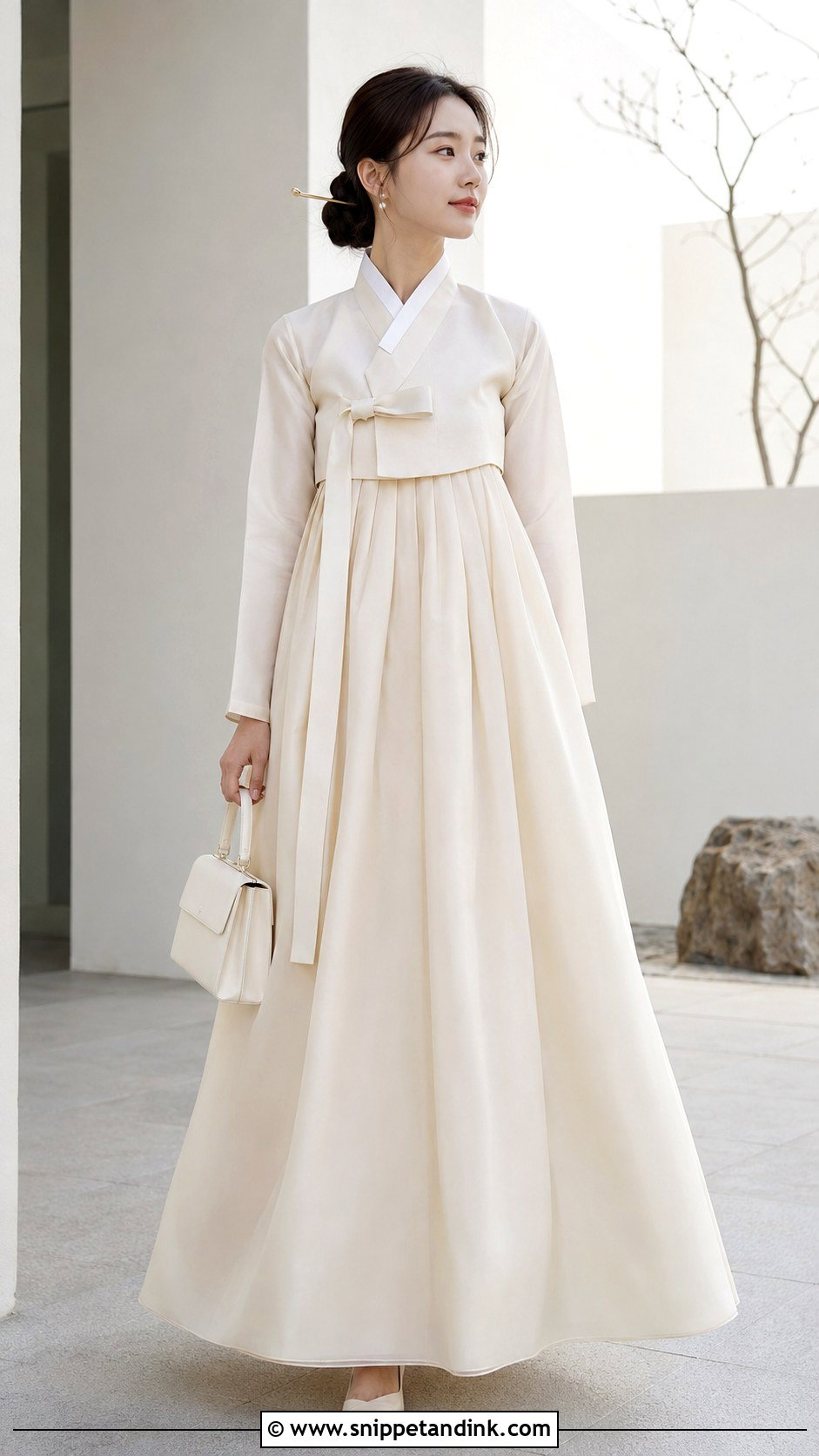Minimalist Cream Hanbok Wedding Dress - Snippet and Ink - 20 Hanbok Wedding Dress Ideas
