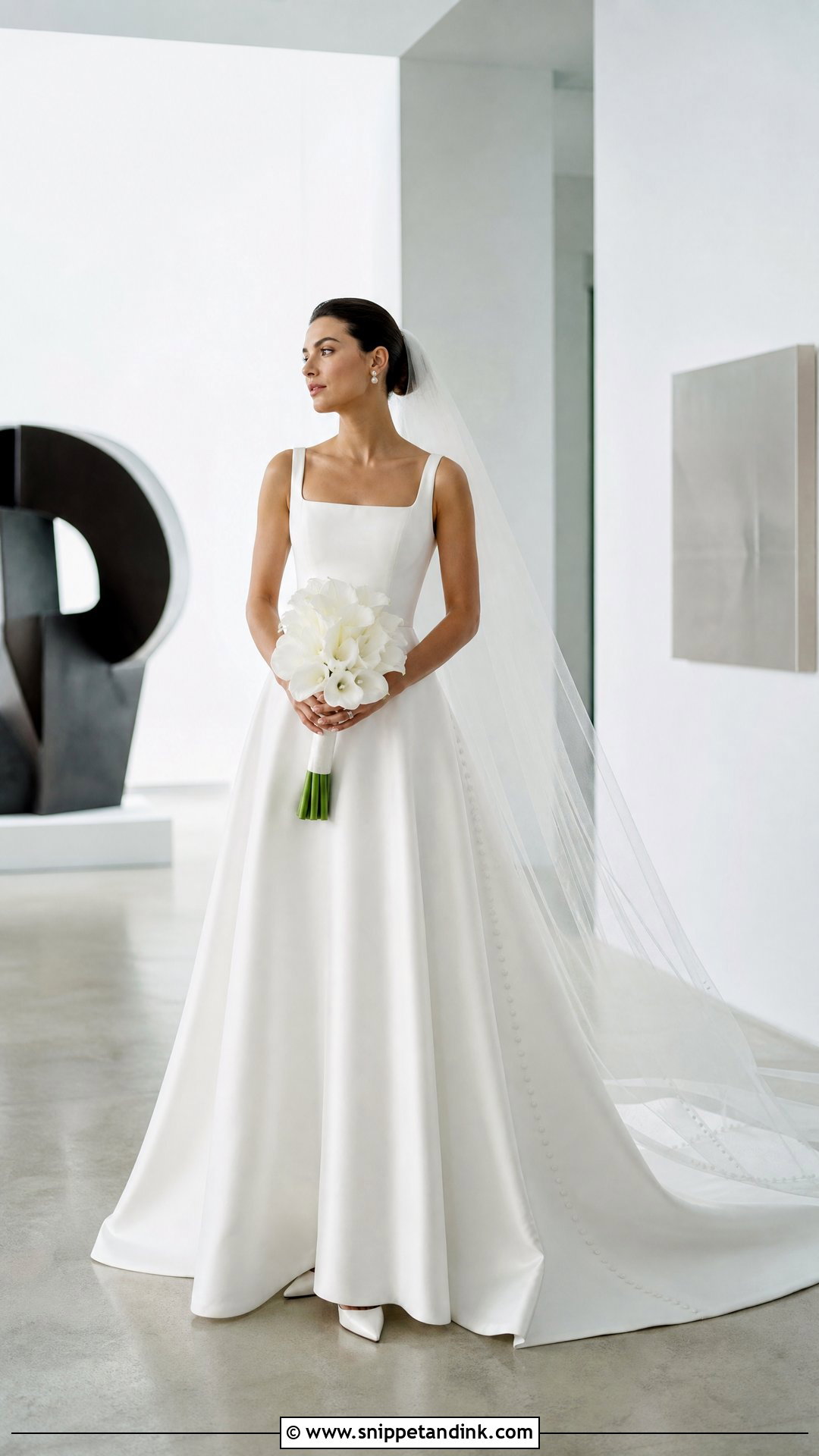Minimalist Crepe A Line Princess Wedding Dress - Snippet and Ink - 20 Wedding Dresses a Line Princess