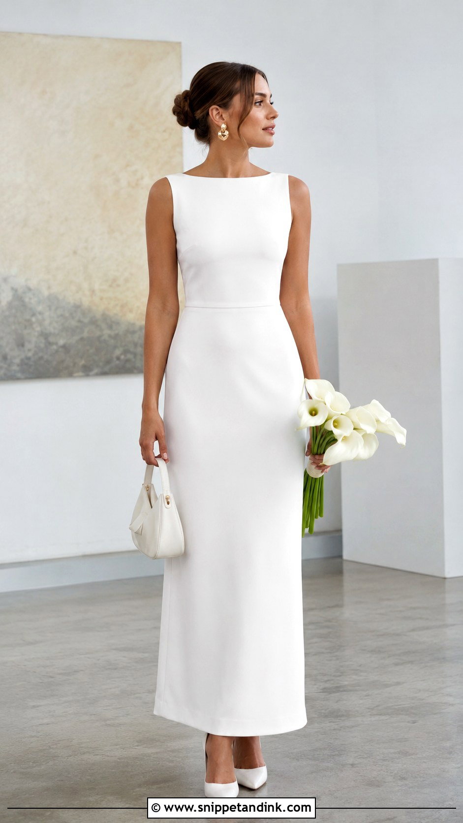 Minimalist Crepe Ankle Length Wedding Dress - Snippet and Ink - 20 Ankle Wedding Dress Ideas