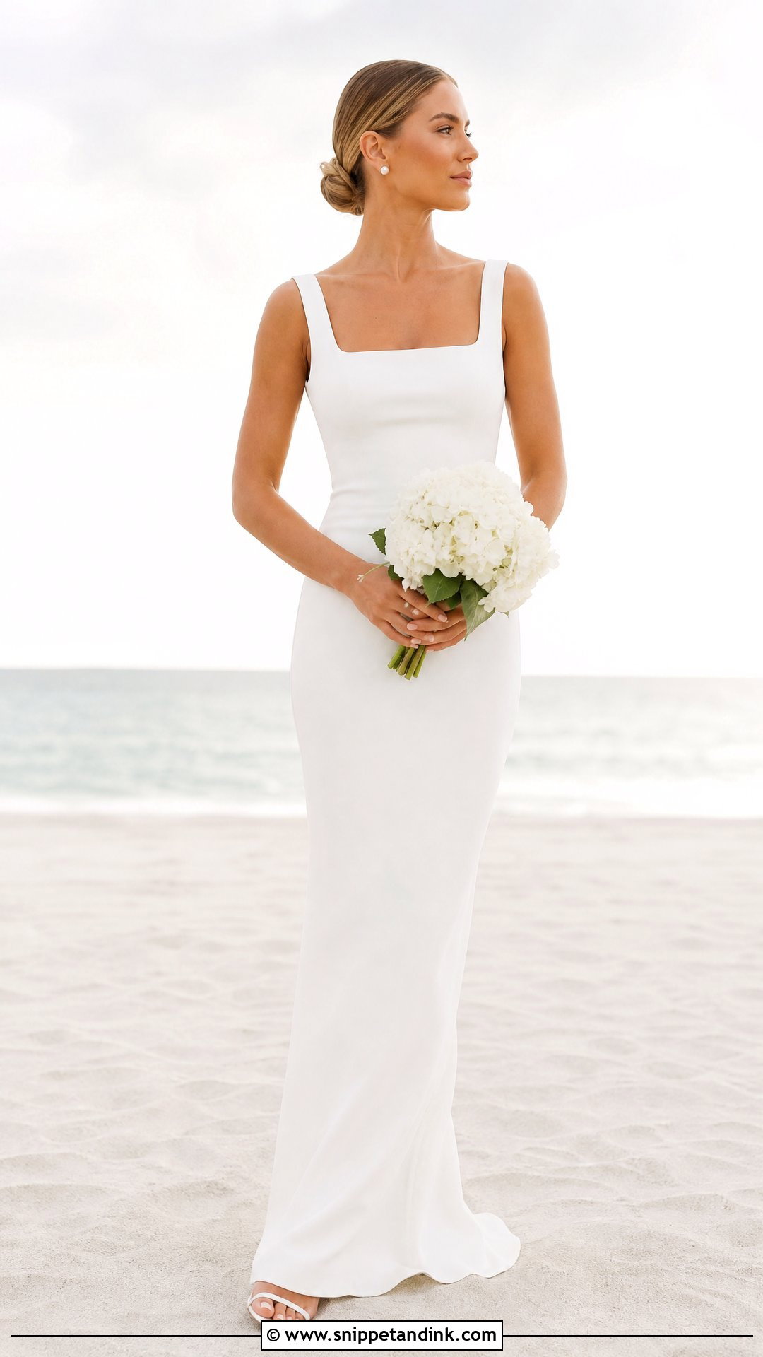 Minimalist Crepe Beach Bridal Gown - Snippet and Ink - 25 Beach Bridal Gown Ideas