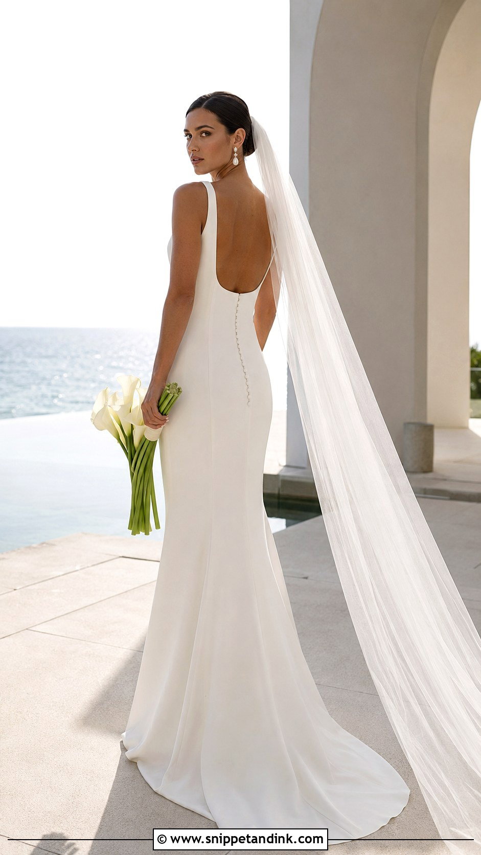 Minimalist Crepe Beach Wedding Dress - Snippet and Ink - 20 Elegant Beach Wedding Dress Ideas