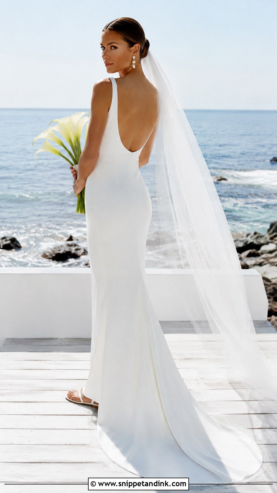 Minimalist Crepe Beach Wedding Dress - Snippet and Ink - 20 Destination Wedding Dress Beach Ideas