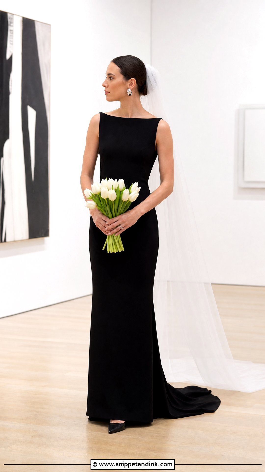 Minimalist Crepe Black Wedding Dress - Snippet and Ink - 20 Tight Fitting Black Wedding Dress Ideas