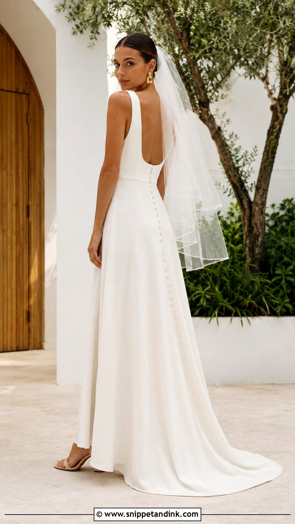 Minimalist Crepe Boho A Line Wedding Dress - Snippet and Ink - 20 Boho a Line Wedding Dress Ideas