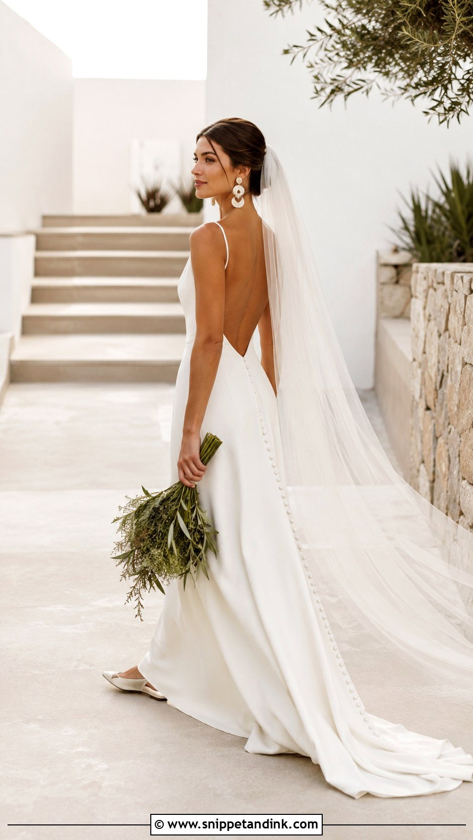 Minimalist Crepe Boho Bridal Gown - Snippet and Ink - 20 Boho Bridal Gowns