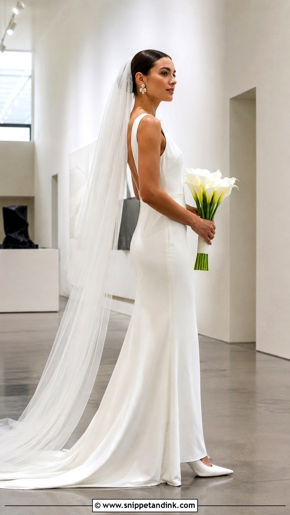 Minimalist Crepe Bridal Outfit - Snippet and Ink - 20 Bride Attire Ideas
