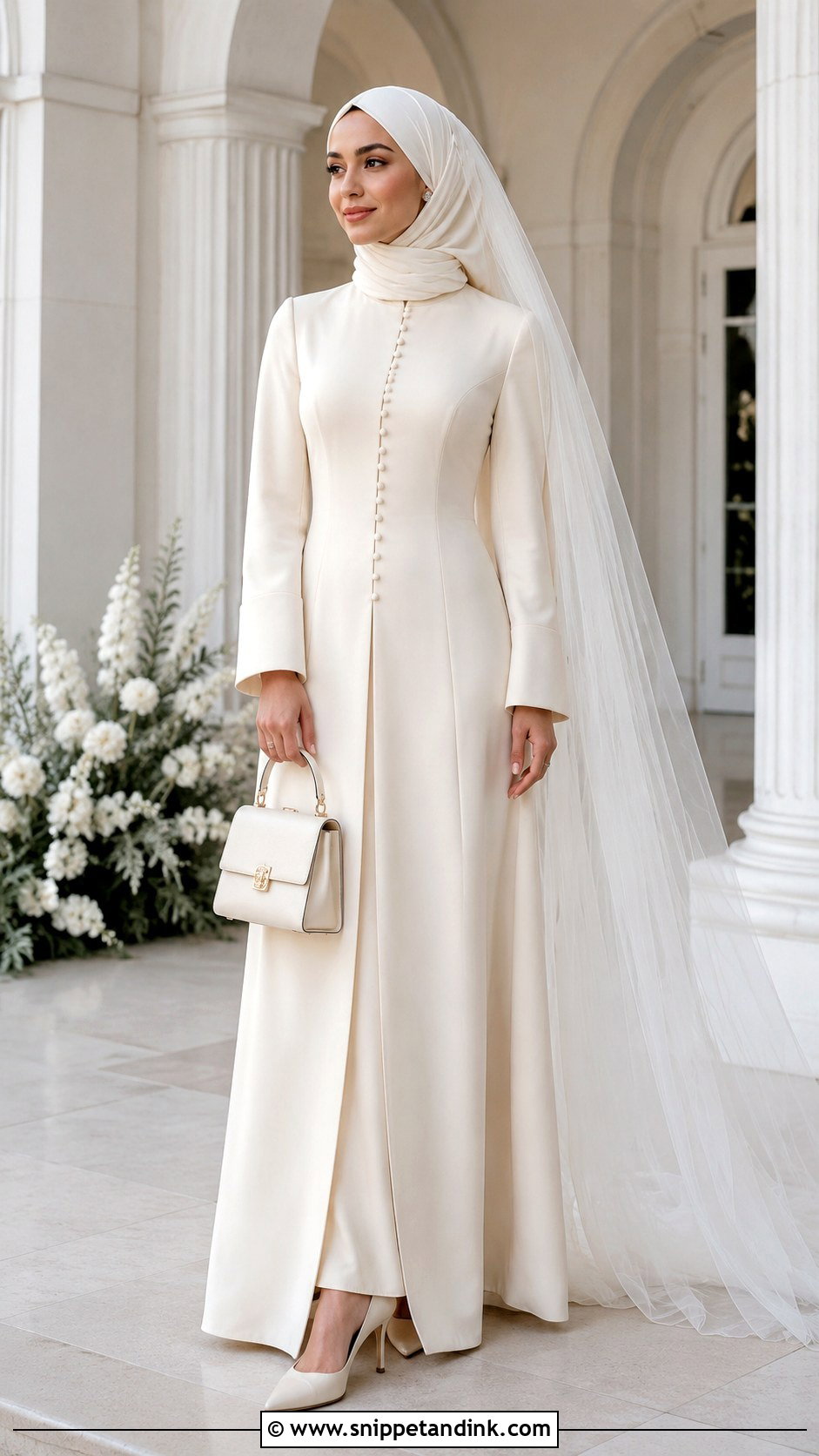 Minimalist Crepe Bride Abaya - Snippet and Ink - 20 Bride Abaya Ideas