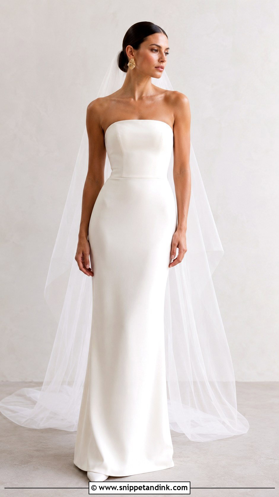 Minimalist Crepe Bustier Wedding Dress - Snippet and Ink - 20 Bustier Wedding Dress Ideas