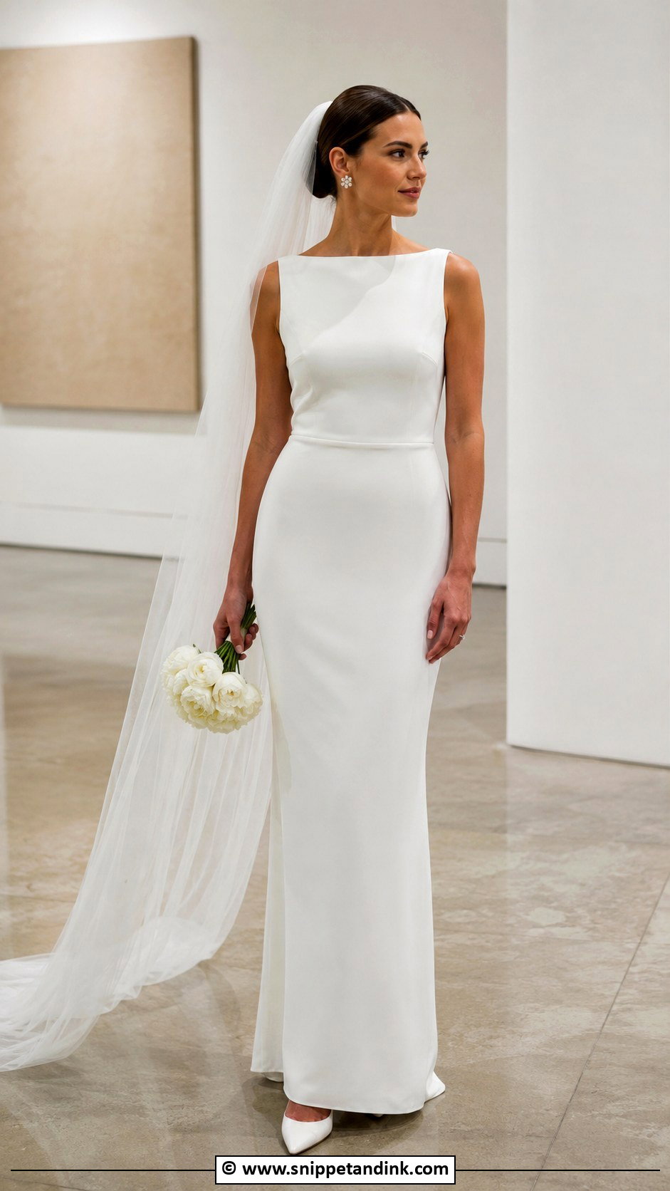 Minimalist Crepe Column Wedding Dress - Snippet and Ink - 35 Simple Elegant Wedding Dress Ideas