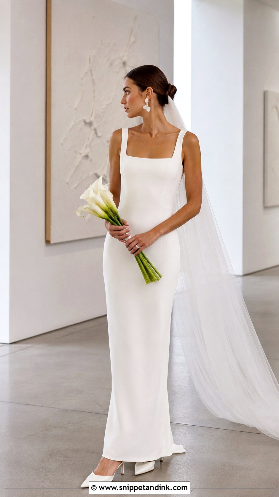 Minimalist Crepe Column Wedding Dress - Snippet and Ink - 20 Classy Bride Dress Ideas