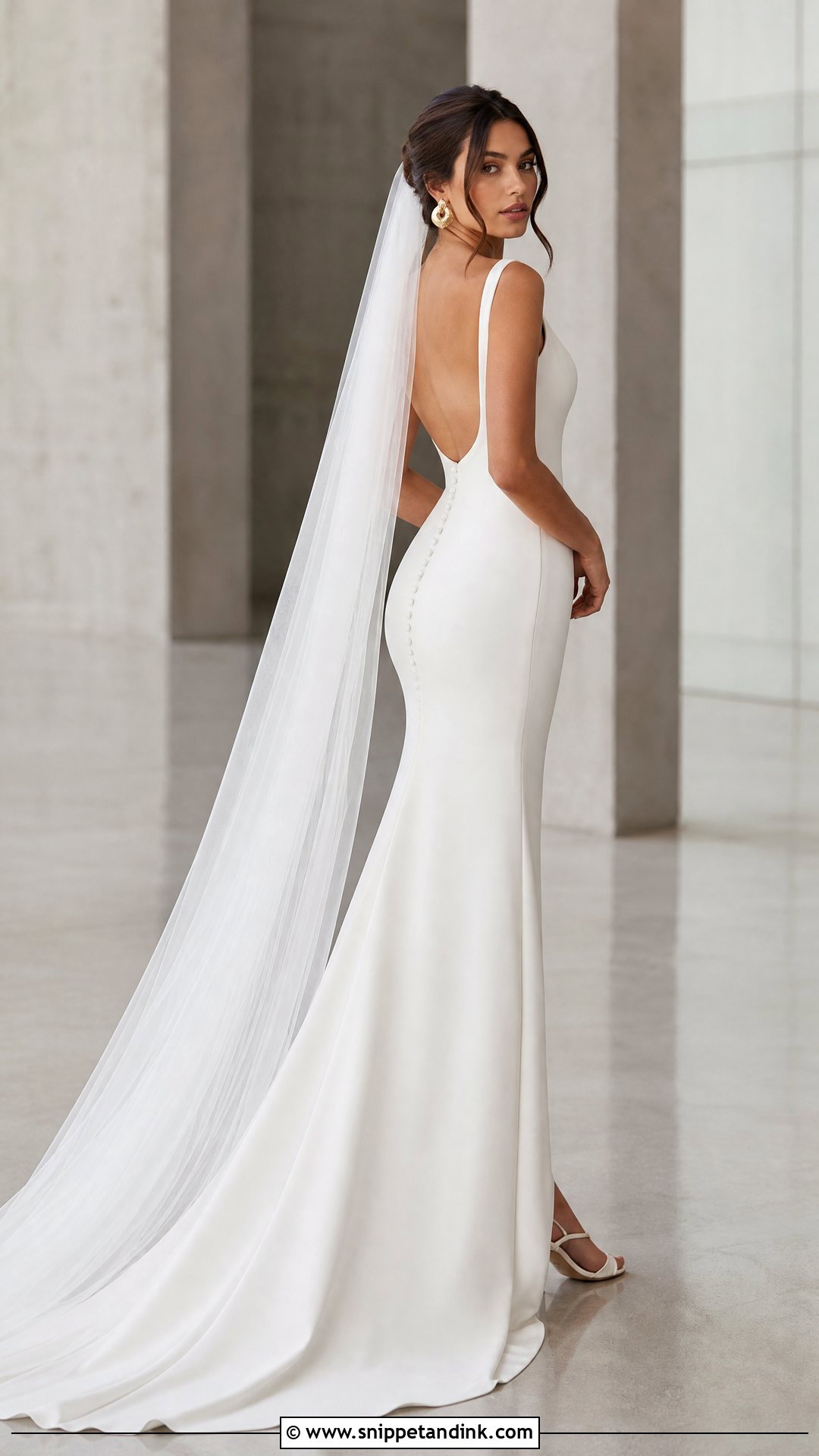 Minimalist Crepe Column Wedding Dress - Snippet and Ink - 20 Wedding Dress and Suit Ideas