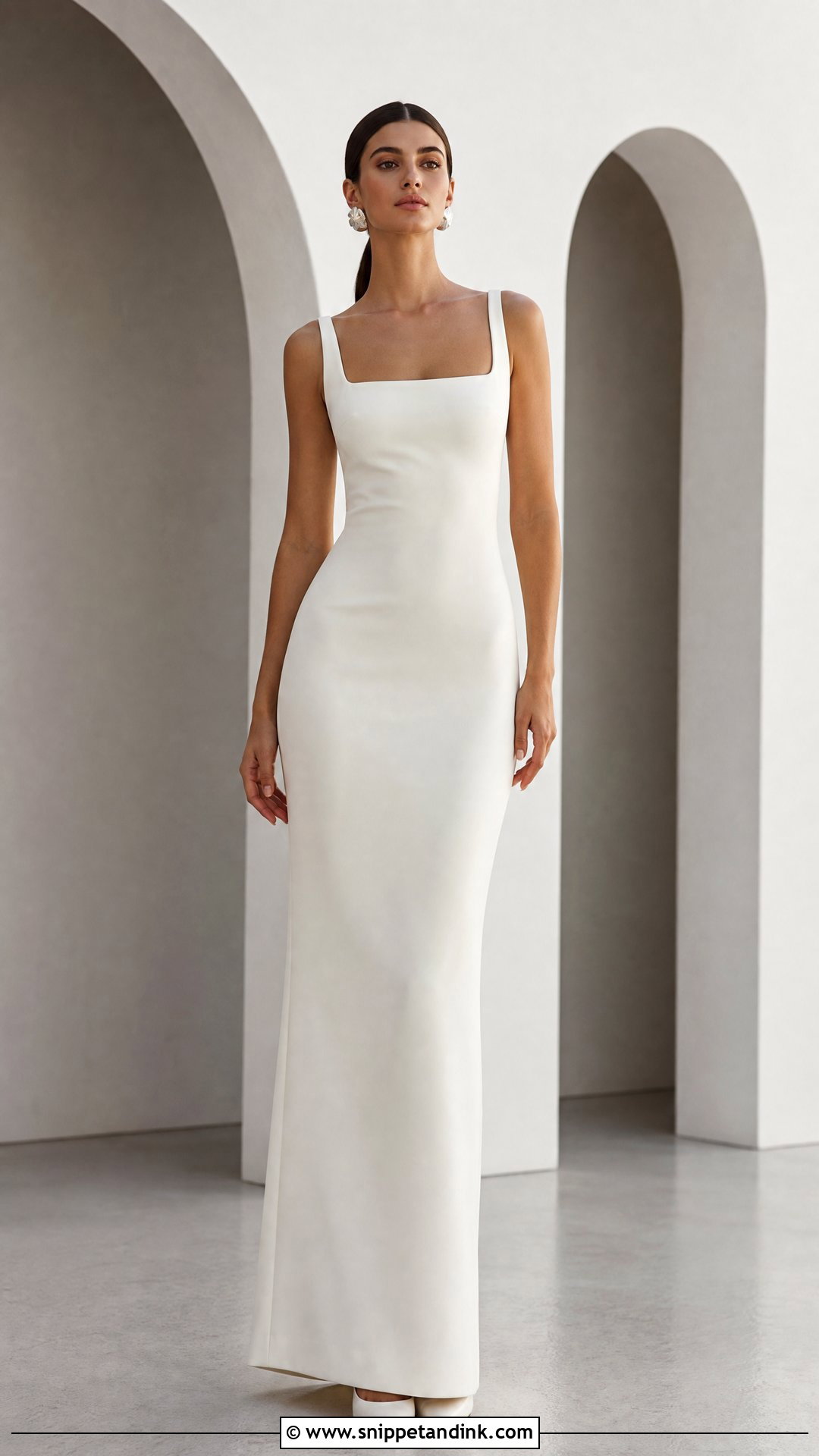 Minimalist Crepe Column Wedding Dress - Snippet and Ink - 20 Wedding Dresses Women