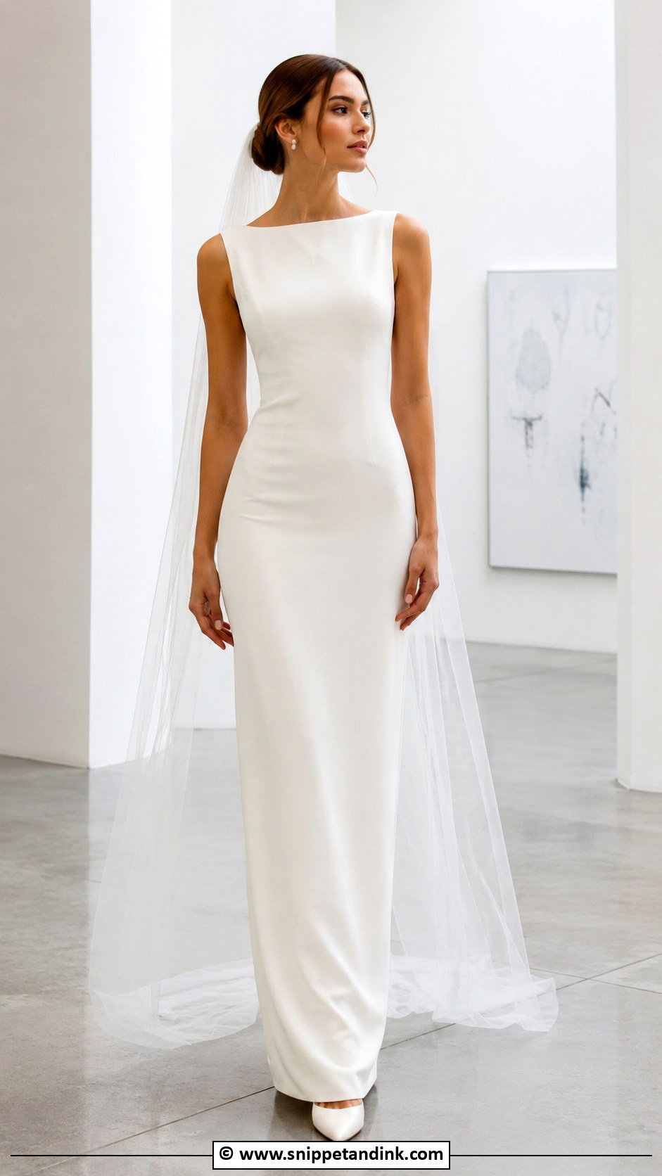 Minimalist Crepe Column Wedding Dress - Snippet and Ink - 25 Column Wedding Dress Ideas