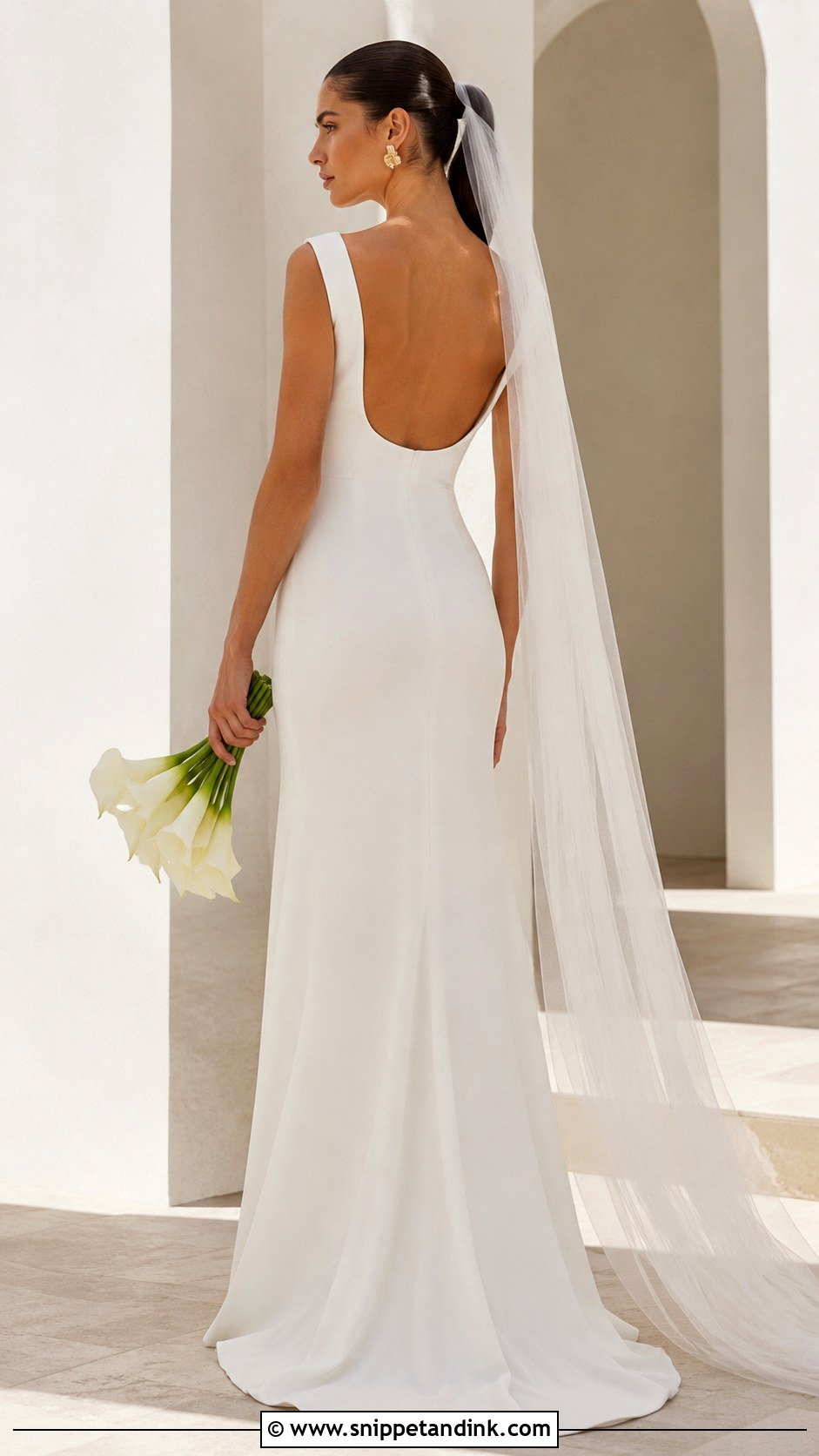 Minimalist Crepe Column Wedding Gown - Snippet and Ink - 20 Modern Wedding Gown Ideas