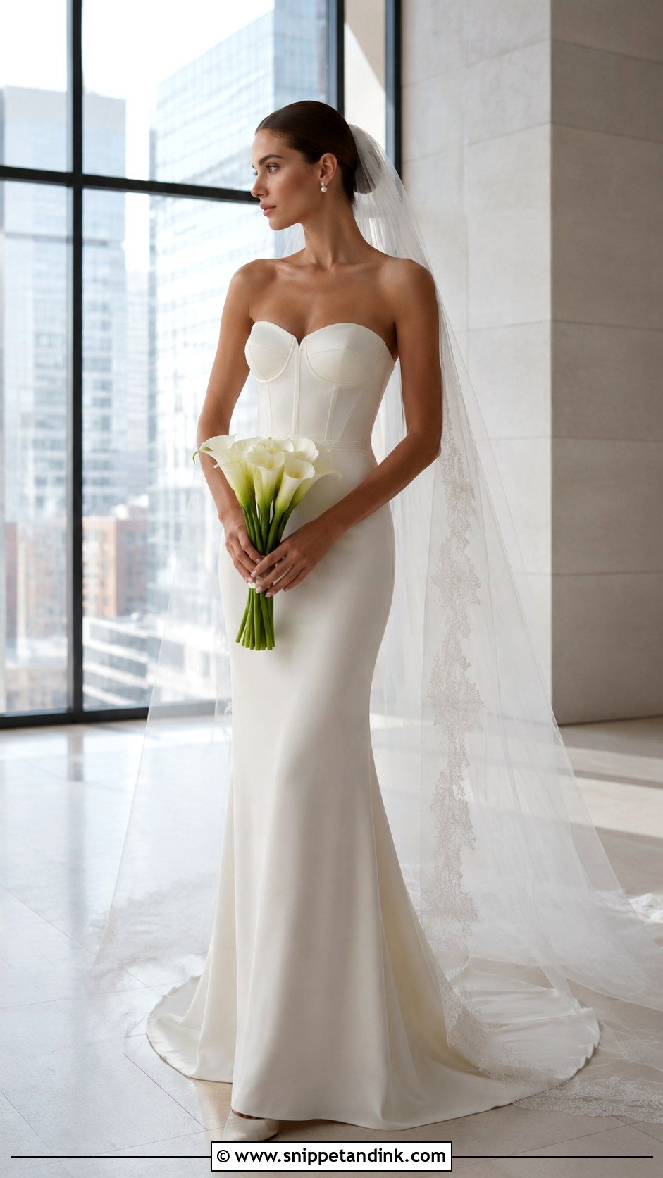 Minimalist Crepe Corset Wedding Dress - Snippet and Ink - 20 Corset Style Wedding Dress Ideas