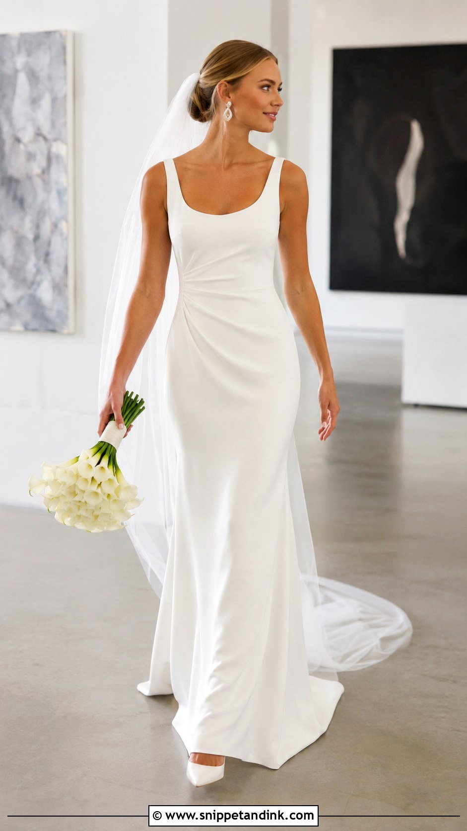 Minimalist Crepe Draped Wedding Dress - Snippet and Ink - 20 Draping Wedding Dress Ideas