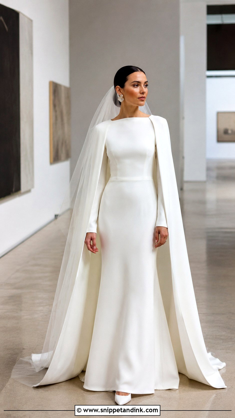 Minimalist Crepe Fall Wedding Gown - Snippet and Ink - 20 Fall Wedding Gowns