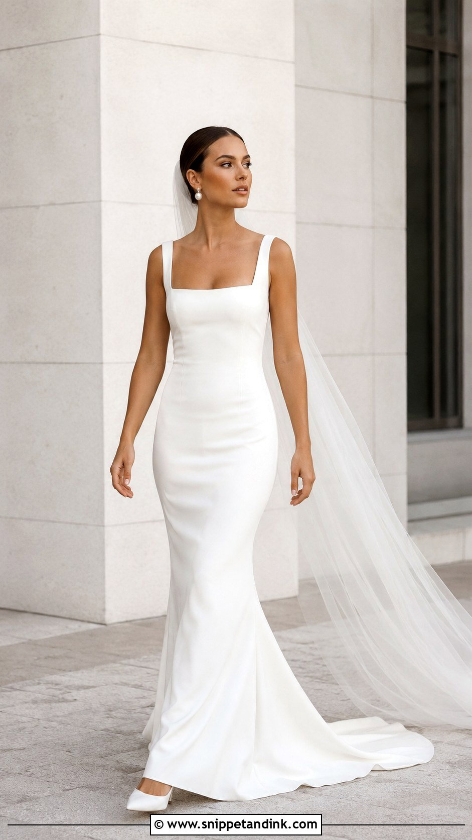 Minimalist Crepe Fishtail Wedding Dress - Snippet and Ink - 20 Fishtail Wedding Dresses