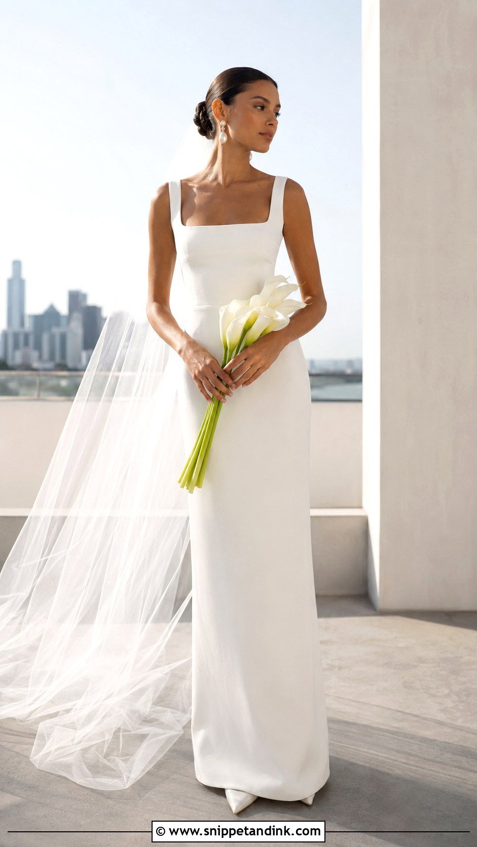 Minimalist Crepe Floor Length Wedding Dress - Snippet and Ink - 20 Floor Length Wedding Dress Ideas
