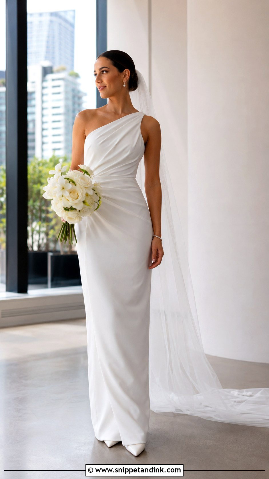 Minimalist Crepe Grecian Wedding Dress - Snippet and Ink - 20 Grecian Style Wedding Dress Ideas