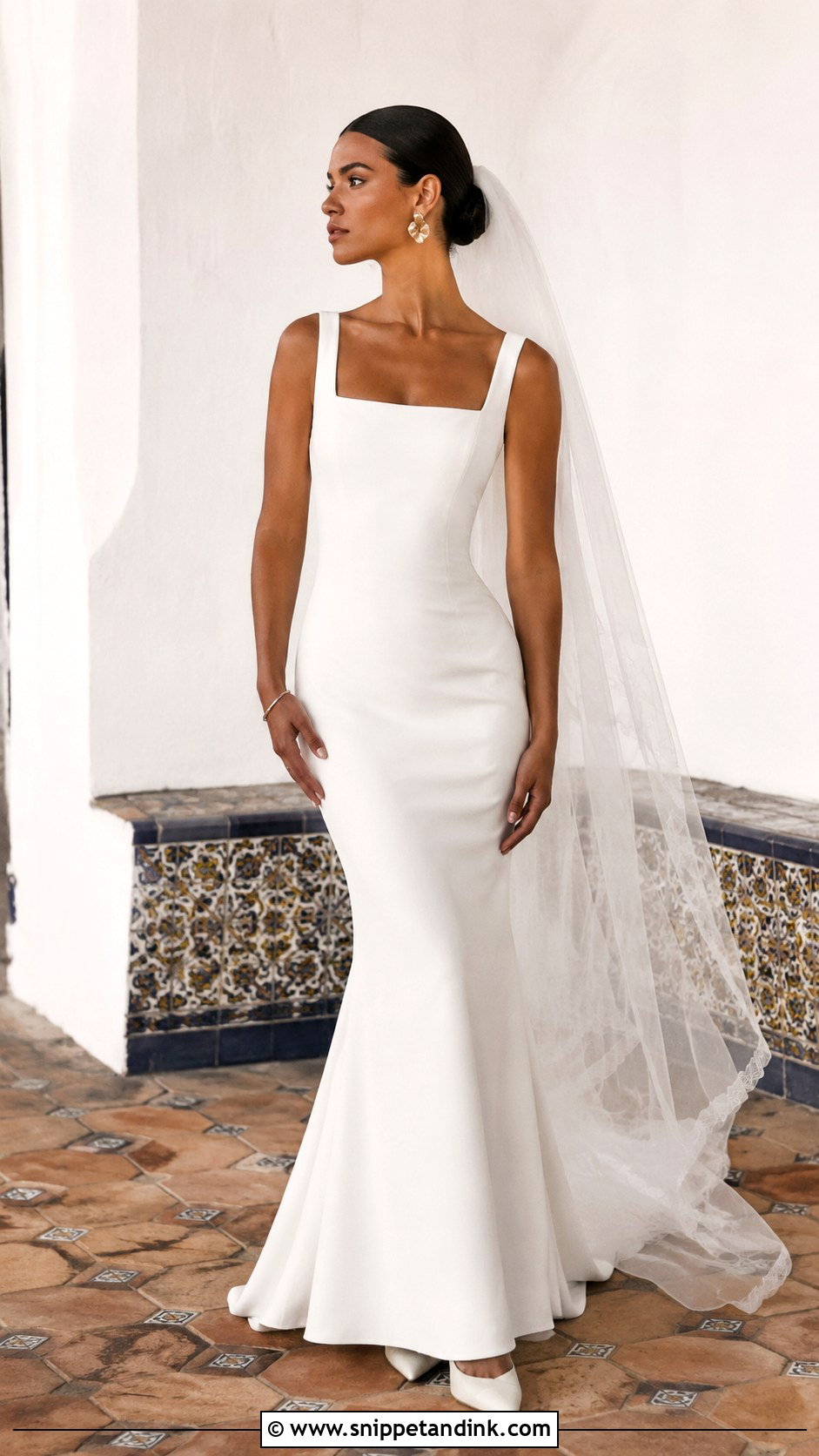 Minimalist Crepe Hacienda Wedding Dress - Snippet and Ink - 20 Hacienda Wedding Dress Ideas