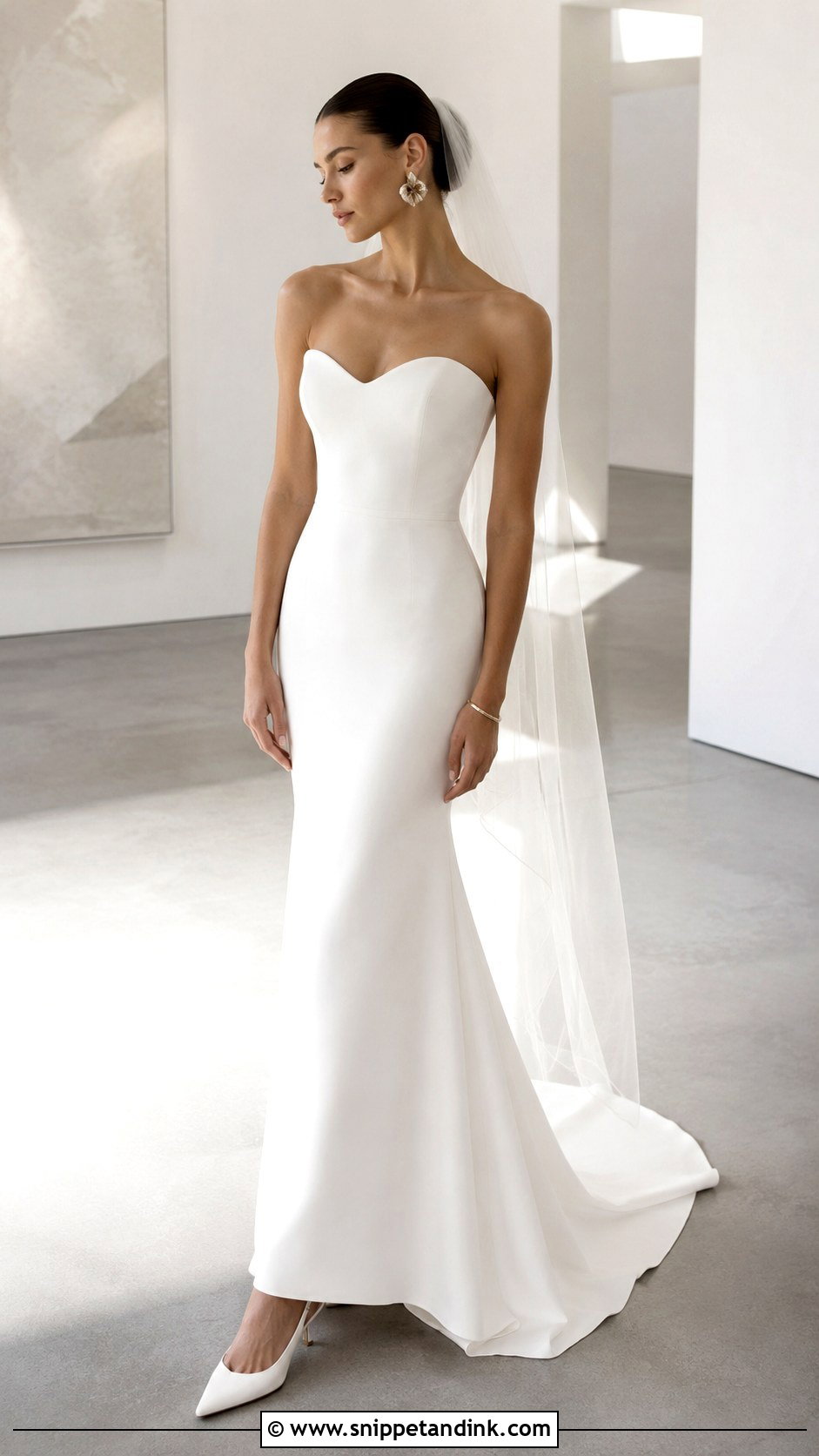 Minimalist Crepe Heart Shaped Wedding Dress - Snippet and Ink - 20 Heart Shaped Wedding Dress Ideas