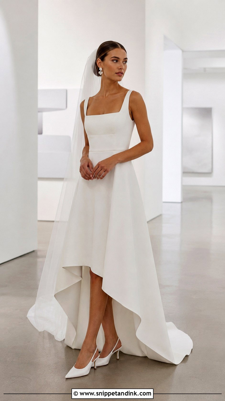 Minimalist Crepe Hi Lo Wedding Dress - Snippet and Ink - 20 Hi Lo Wedding Dress Ideas
