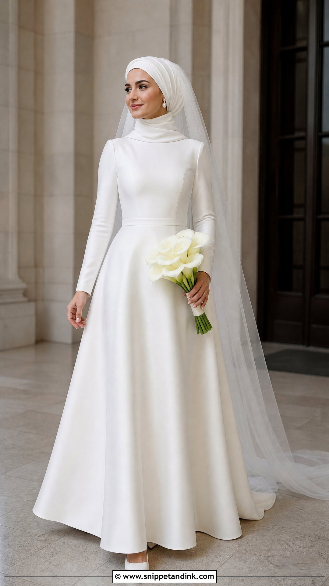 Minimalist Crepe Hijab Wedding Dress - Snippet and Ink - 20 Wedding Dresses for Hijabi Girl