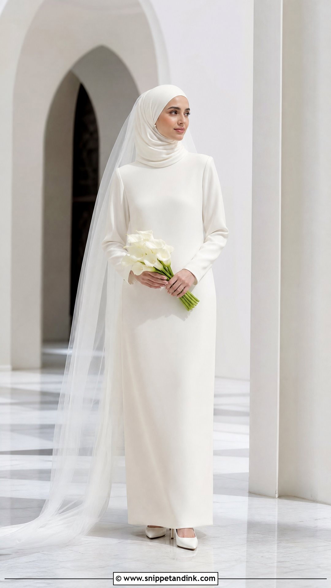 Minimalist Crepe Islamic Bridal Dress - Snippet and Ink - 25 Islamic Bridal Dress Ideas