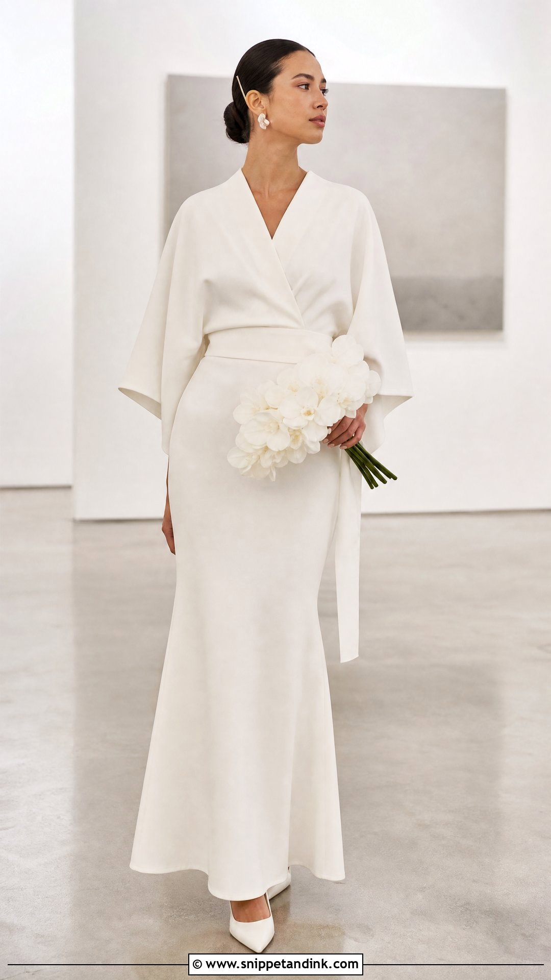 Minimalist Crepe Kimono Wedding Dress - Snippet and Ink - 25 Kimono Wedding Dress Ideas