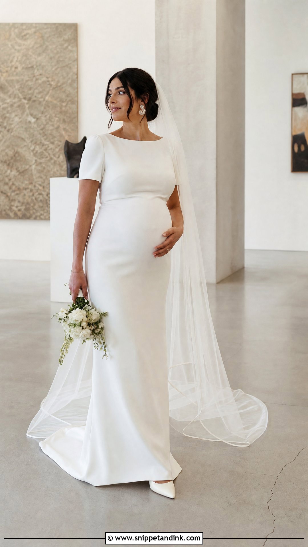 Minimalist Crepe Maternity Wedding Dress - Snippet and Ink - 20 Pregnant Maternity Wedding Dress Ideas