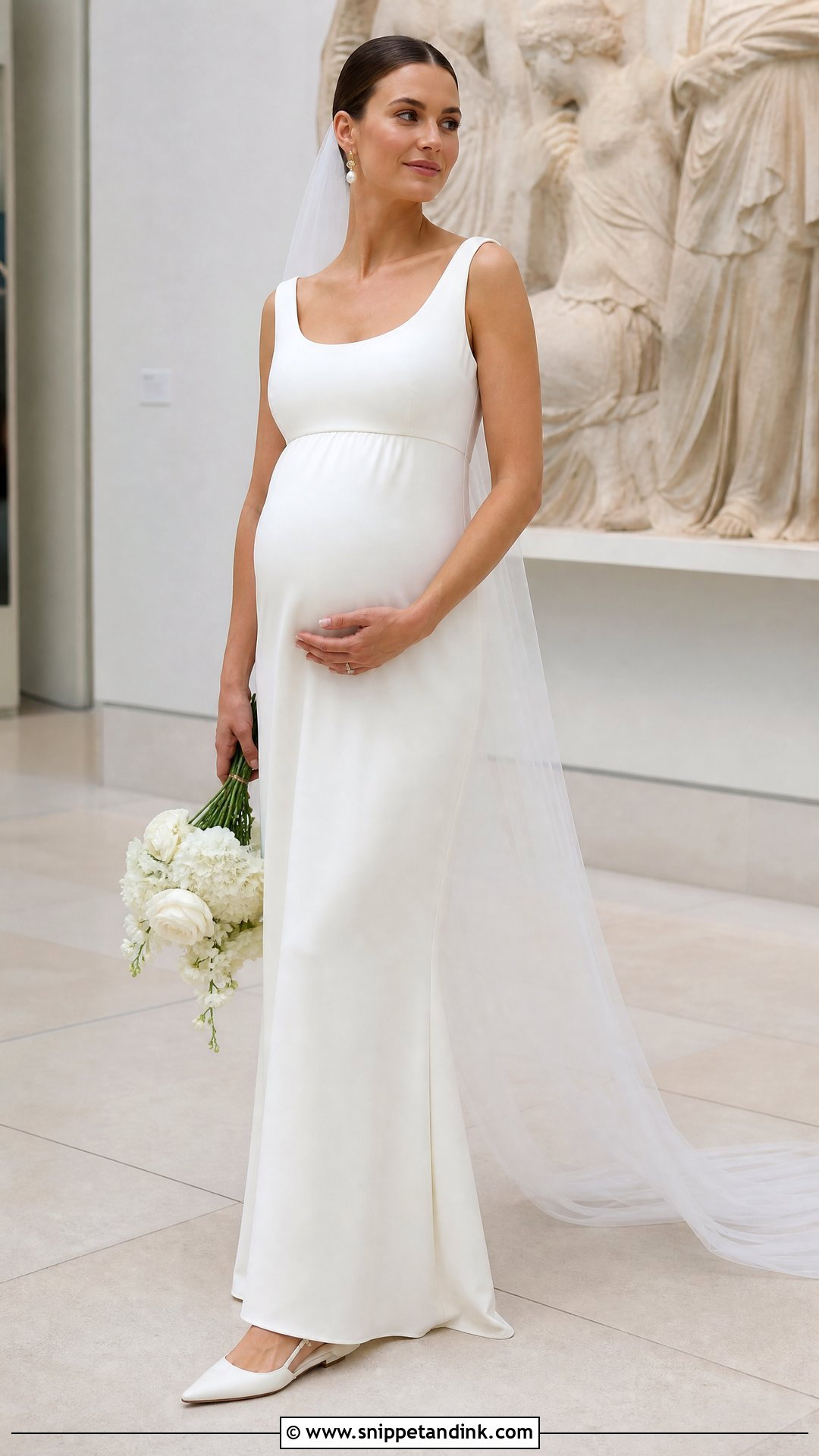 Minimalist Crepe Maternity Wedding Dress - Snippet and Ink - 20 Simple Wedding Dress for Pregnant Bride Ideas