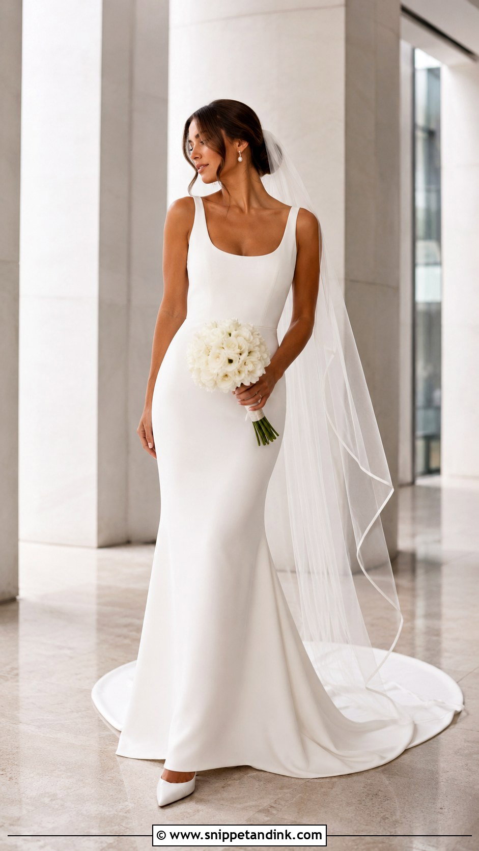 Minimalist Crepe Mermaid Bridal Gown - Snippet and Ink - 20 Mermaid Bridal Gowns