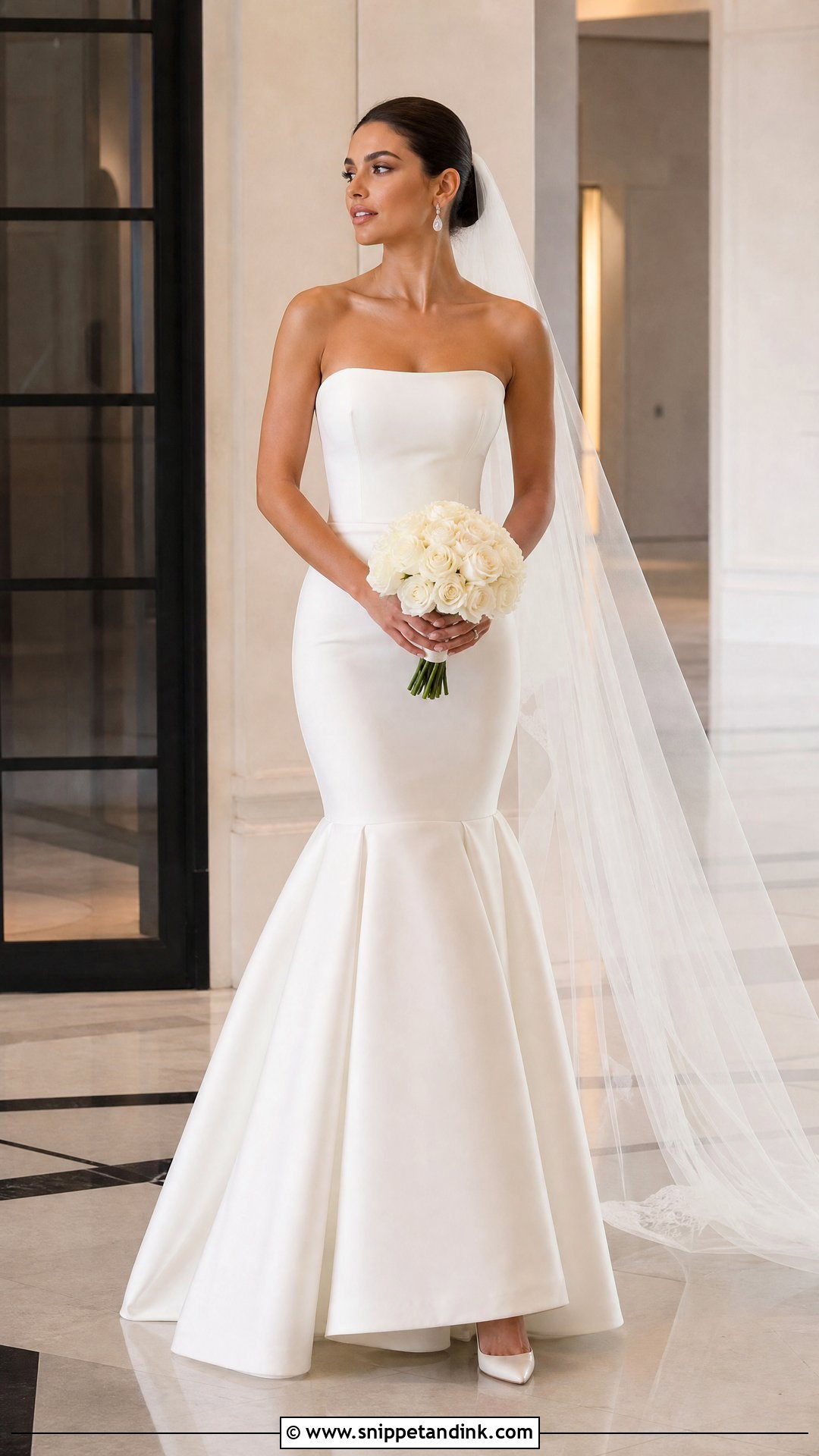 Minimalist Crepe Mermaid Wedding Dress - Snippet and Ink - 20 No Lace Wedding Dresses