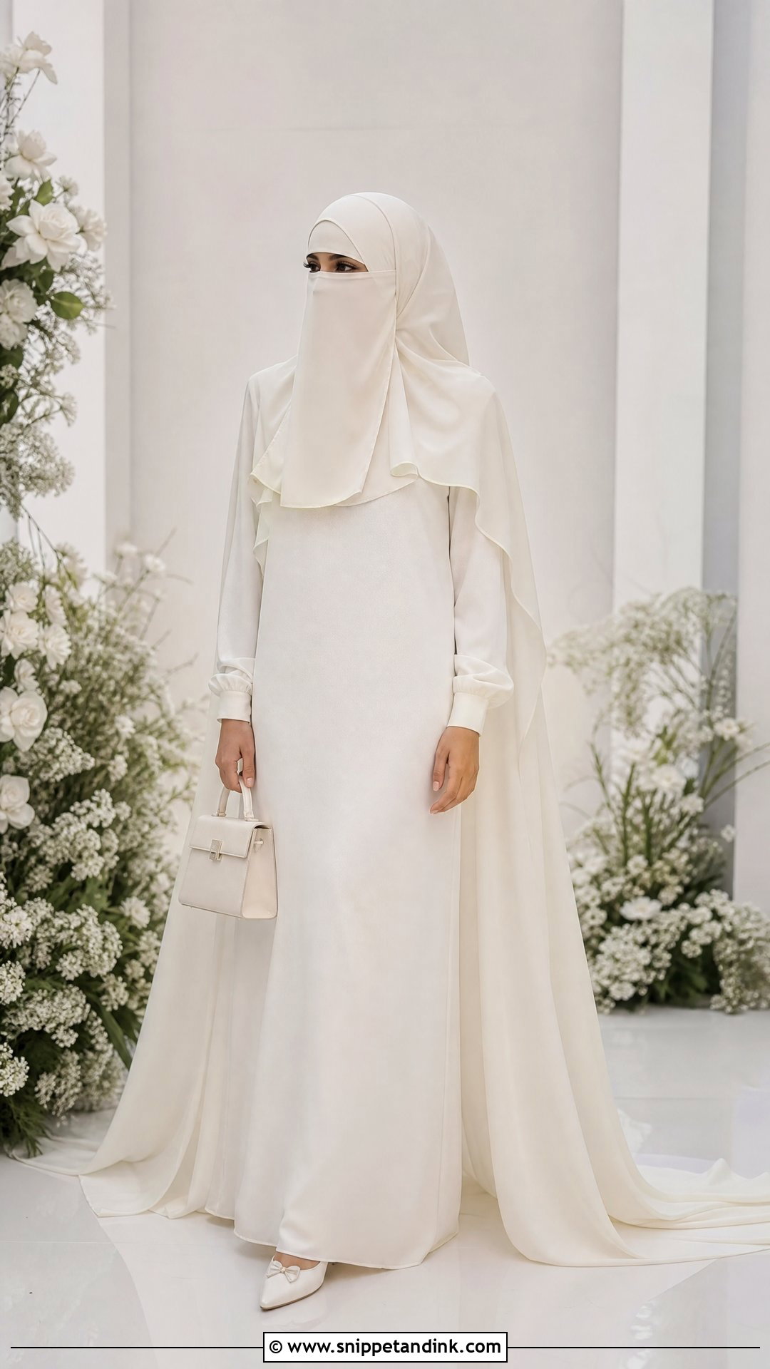 Minimalist Crepe Niqab Wedding Dress - Snippet and Ink - 25 Niqab Wedding Dress Ideas
